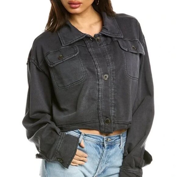 Free People SATURDAY Cropped Shirt Jacket - M - Picture 1 of 11